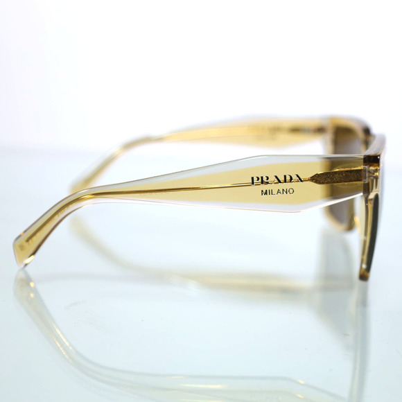 Prada Square Oversized Sunglasses - Ocher-Crystal Grey/Dark Brown - NIB - Picture 5 of 10